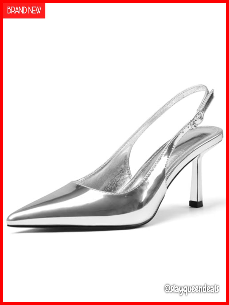 Slingback Heels Closed Pointed Toe Kitten Stiletto Heels With Buckle